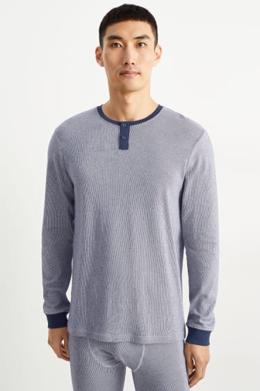Hombre - Camiseta interior térmica - de rayas - azul oscuro