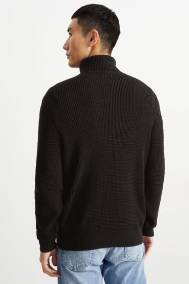 Mężczyźni - Sweter z golfem - czarny