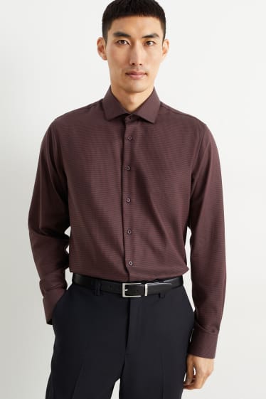 Hombre - Camisa de oficina - regular fit - cutaway - de planchado fácil - rojo oscuro