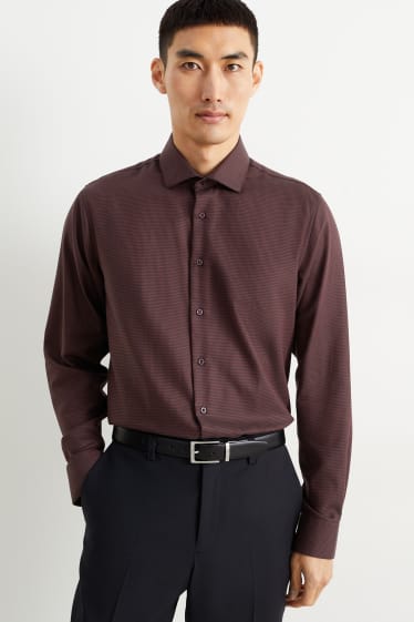 Men - Business shirt - regular fit - cutaway collar - easy-iron - dark red