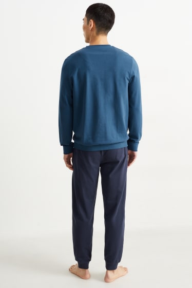 Heren - Pyjama van sweatstof - donkerturquoise