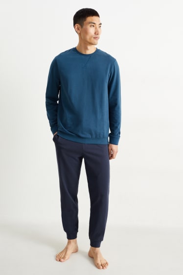 Heren - Pyjama van sweatstof - donkerturquoise