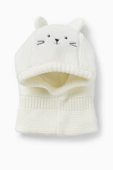 Bébés - Chatons - cagoule pour bébé - blanc crème