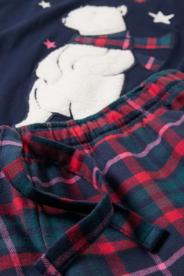 Femmes - Pyjama avec pantalon en flanelle - bleu foncé