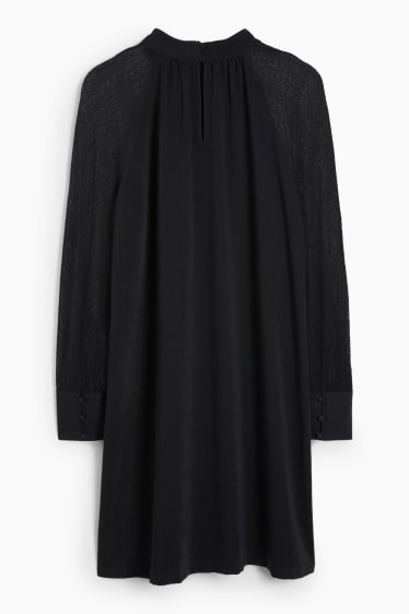 Femmes - Robe évasée à encolure montante - noir