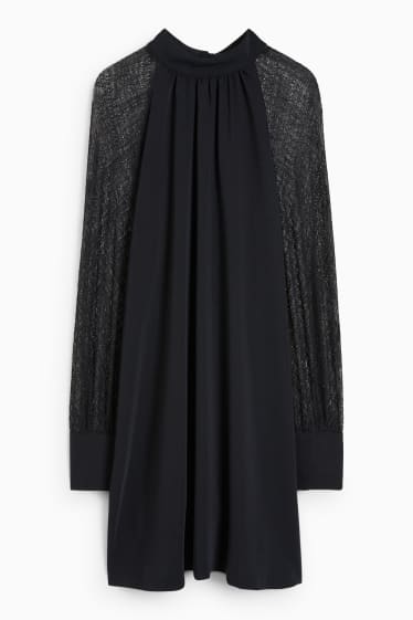 Mujer - Vestido de línea evasé con cuello alto - negro