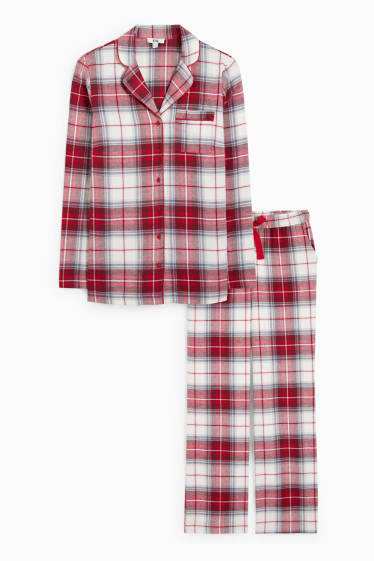 Femmes - Pyjama en flanelle - à carreaux - rouge
