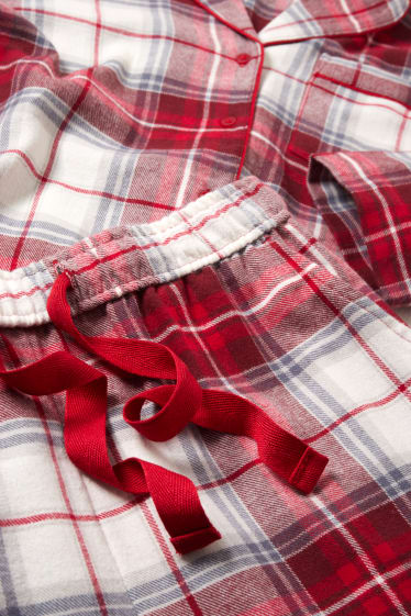 Femmes - Pyjama en flanelle - à carreaux - rouge