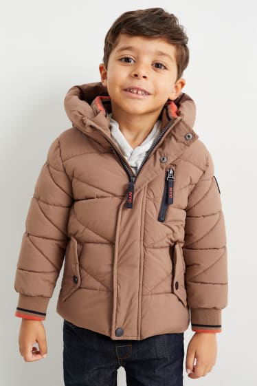 Children - Quilted jacket with hood - brown