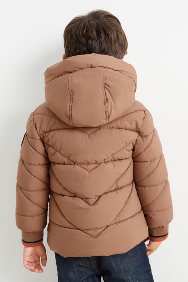Dzieci - Pikowana kurtka z kapturem - brązowy