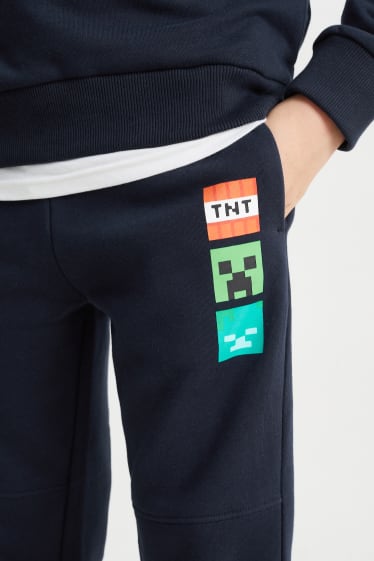 Dzieci chłopcy - Minecraft - zestaw - bluza z kapturem i spodnie dresowe - 2 części - ciemnoniebieski