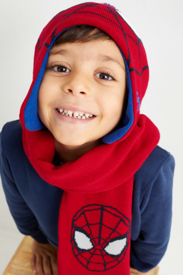 Kinder Jungen - Spider-Man - Set - Mütze und Schal - 2 teilig - rot / blau