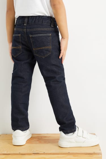 Kinderen - Set van 2 - slim jeans - thermojeans - donkerblauw / grijs