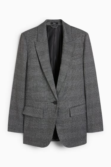 Damen - Oversized-Blazer - kariert - dunkelgrau