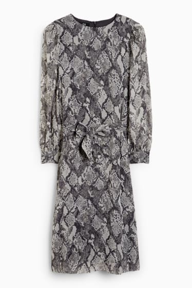 Women - Chiffon dress - patterned - gray