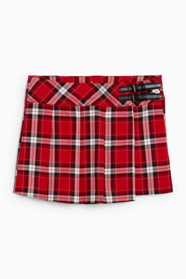Femmes - Jupe-short - à carreaux - rouge