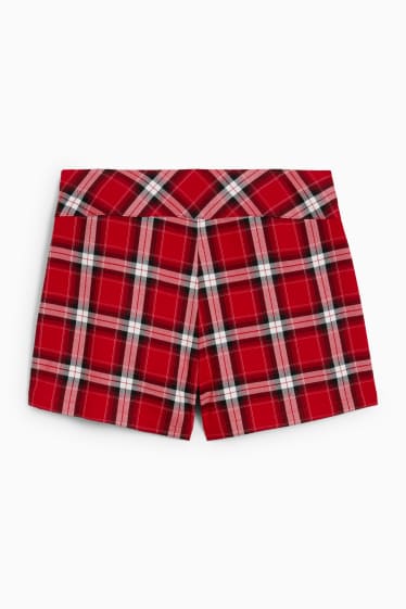 Femmes - Jupe-short - à carreaux - rouge