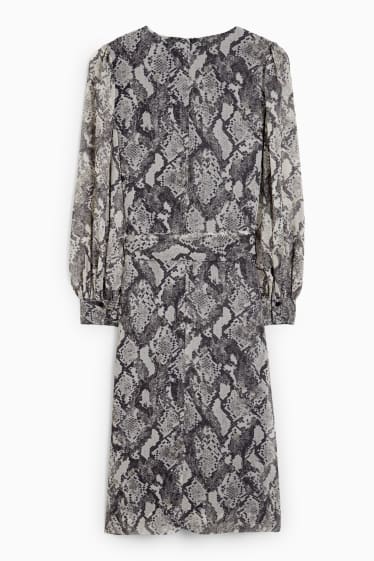 Women - Chiffon dress - patterned - gray