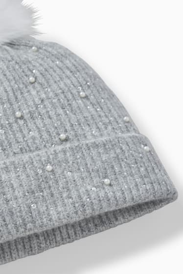 Enfants filles - Bonnet en maille - gris