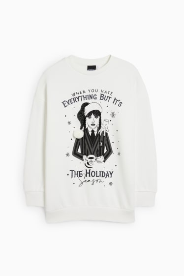 Kinder Mädchen - Wednesday - Weihnachts-Sweatshirt - cremeweiss