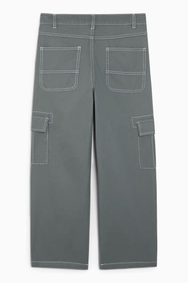 Children - Cargo jeans - thermal jeans - green