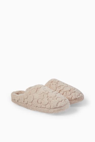 Femmes - Chaussons en imitation fourrure - Mickey Mouse - beige