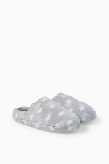 Women - Slippers - patterned - light gray-melange