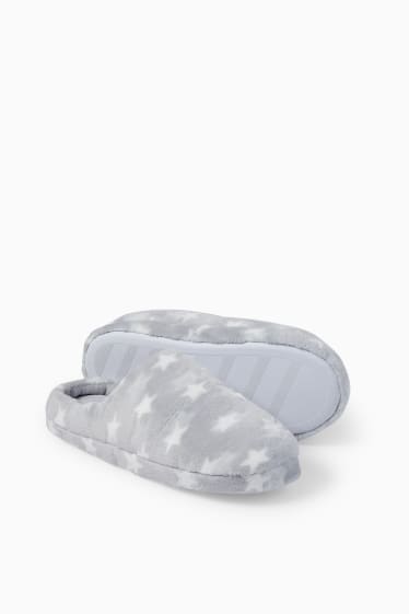 Women - Slippers - patterned - light gray-melange