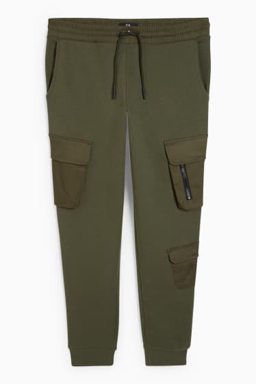 Home - Pantalons de xandall cargo - verd fosc