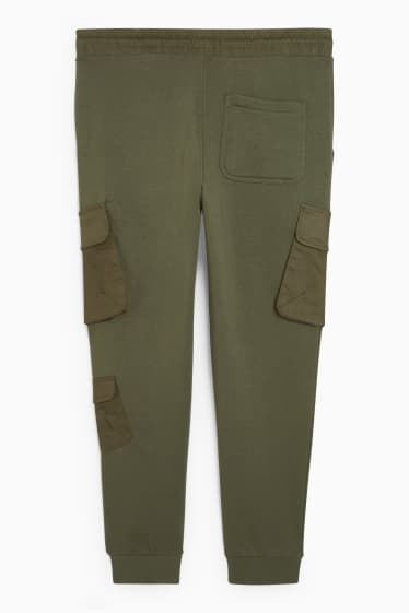 Hommes - Pantalon de jogging cargo - vert foncé