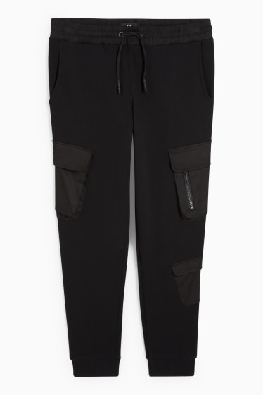 Hommes - Pantalon de jogging cargo - noir