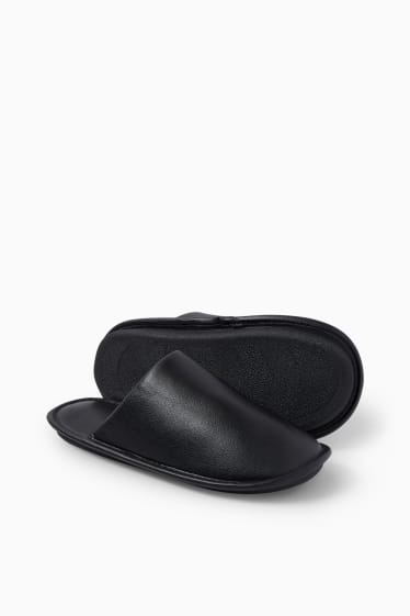 Men - Slippers - faux leather - black