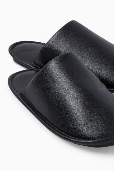 Men - Slippers - faux leather - black