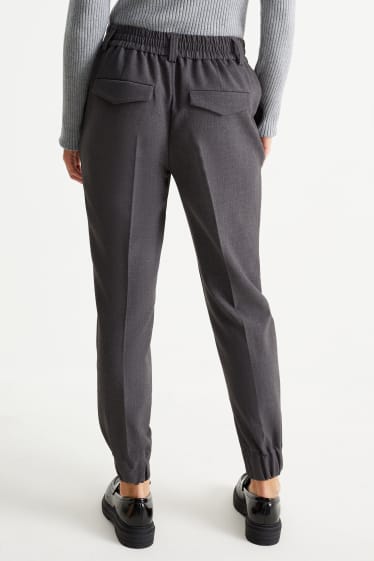 Women - Cloth trousers - high waist - dark gray