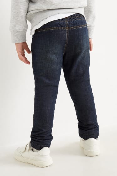 Dzieci - Slim jeans - ciepłe dżinsy - dżins-ciemnoniebieski