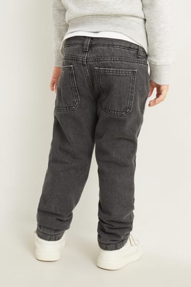 Kinder Buben - Straight Jeans - Thermohose - schwarz