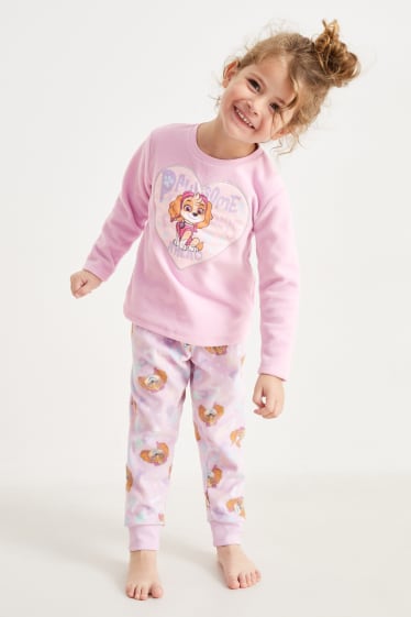 Dětské - Multipack 2 ks - Tlapková patrola - fleecové pyžamo - 4 díly - růžová