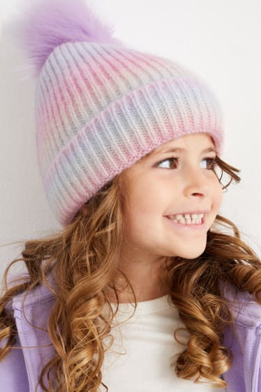 Kinder Mädchen - Strick-Mütze - bunt
