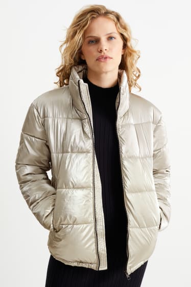 Women - Quilted jacket - silver
