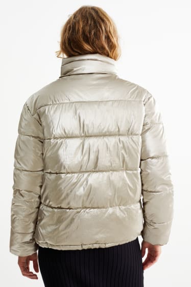 Women - Quilted jacket - silver