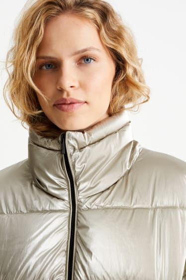 Women - Quilted jacket - silver