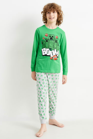 Kinder Buben - Minecraft - Pyjama - 2 teilig - hellgrün