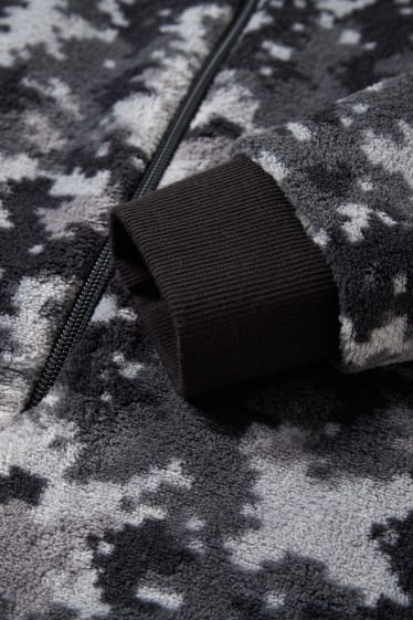 Copii - Băieți - Salopetă de fleece cu glugă - cu model - negru