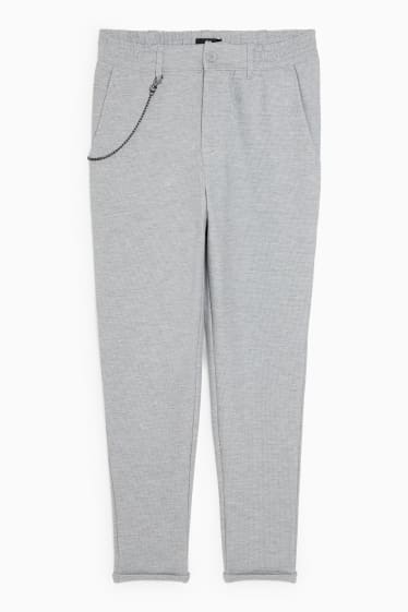 Pánské - Kalhoty chino - regular fit - světle šedá-žíhaná