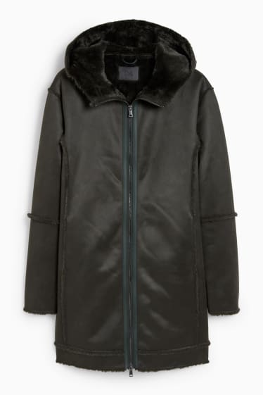 Dámské - Kabát s kapucí - černá