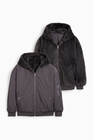 Jóvenes - CLOCKHOUSE - cazadora bomber reversible con capucha - gris oscuro