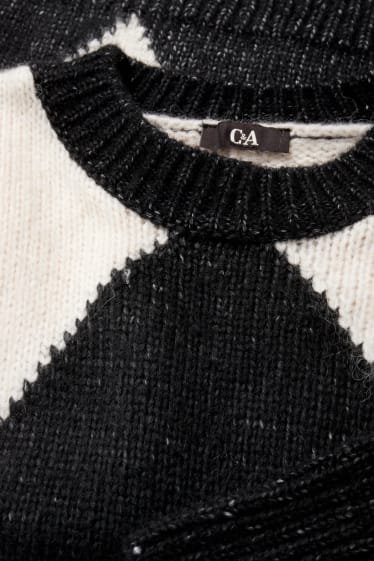 Damen - Pullover - gemustert - schwarz