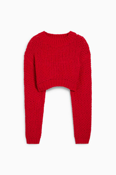 Adolescenți și tineri - CLOCKHOUSE - pulover crop - vișiniu