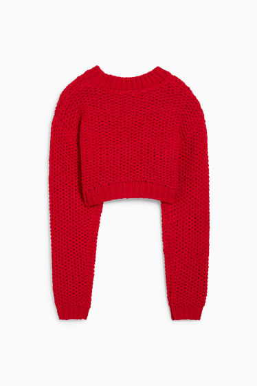 Adolescenți și tineri - CLOCKHOUSE - pulover crop - vișiniu