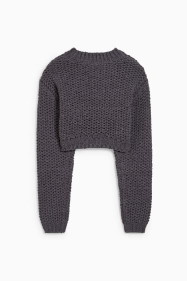 Adolescenți și tineri - CLOCKHOUSE - pulover crop - gri închis